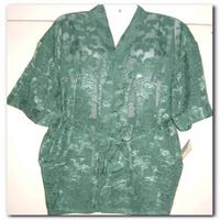 Green Classy Jacquard Robes With Satin Trim